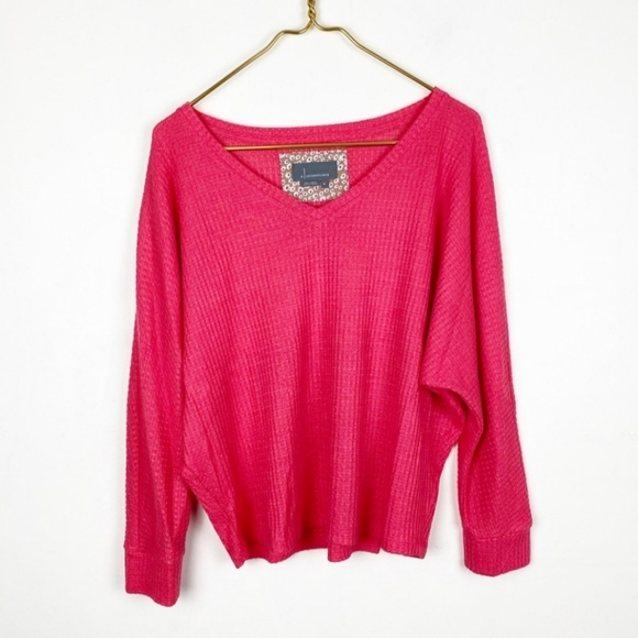 Anthropologie Sweaters - Anthropologie Pink Waffle Knit Dolman Sleeve Top, Size Medium